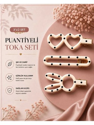 Mdm Style Puantiye Detaylı 3’lü Toka Seti