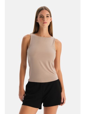 Dagi Sütlü Kahve Halter Yaka Basic Modal Atlet