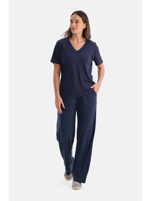 Dagi Lacivert Cepli Basic Modal Pantolon