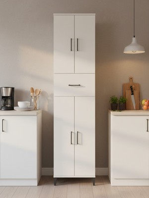 Dienni Arges Çok Amaçlı Dolap Mutfak Dolabı 4 Raflı Tek Çekmeceli 4 Kapaklı 60X30X243 Aytaşı-Aytaşı