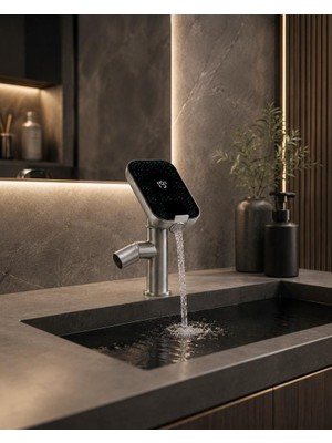 Dellora Calm Kısa Lavabo Bataryası Mat Füme