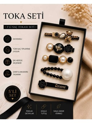 Mdm Style Gold Detaylı 5’li Saç Tokası Seti