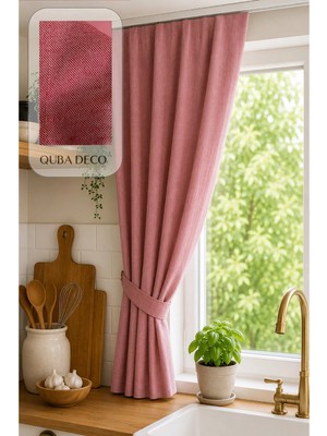 Quba Deco Premium Pötikare Çizgili Düz Desenli Su Itici Dayanıklı Fon Perde Salon Oturma Odası Mutfak Yatak Od