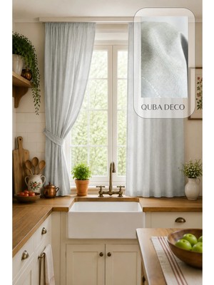 Quba Deco Premium Pötikare Çizgili Düz Desenli Su Itici Dayanıklı Fon Perde Salon Oturma Odası Mutfak Yatak Od