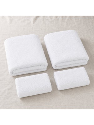 Orbit Trade 2 Parça Pamuklu Eponj Otel Hamam Havlu Seti 70X140 cm Banyo Havlusu ve 50X90 cm El Yüz Havlusu Düz Desensiz Günlük Kullanım Banyo Seti