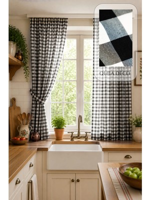 Quba Deco Premium Pötikare Çizgili Düz Desenli Su Itici Dayanıklı Fon Perde Salon Oturma Odası Mutfak Yatak Od