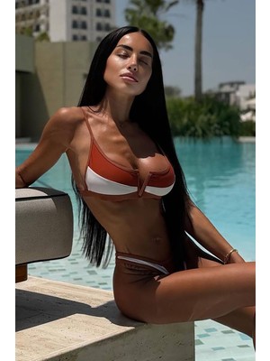 BMD Mina V Dekolteli Brazilian Bikini - Kahverengi