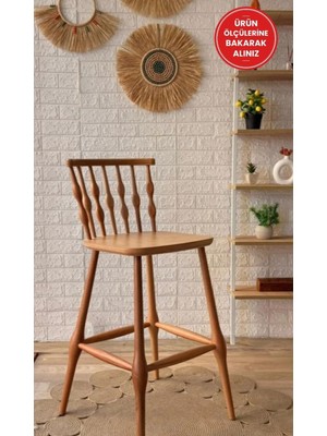 Silla Boncuk Bar Sandalyesi Naturel Ahşap Ada Sandalye