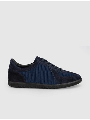 Cabani Hakiki Deri Lacivert Erkek Casual Sneaker Ayakkabı