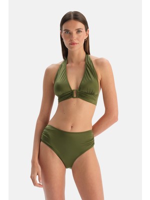 Dagi Koyu Yeşil Yüksek Bel Bikini Alt