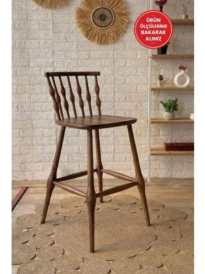 Silla Boncuk Bar Sandalyesi Ceviz Ahşap Ada Sandalye