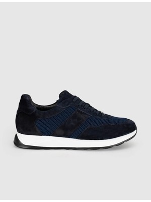 Cabani Hakiki Dana Deri Lacivert Erkek Casual Sneaker