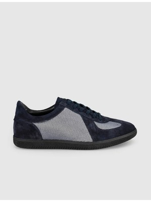 Cabani Hakiki Deri Koyu Lacivert Erkek Casual Sneaker Ayakkabı