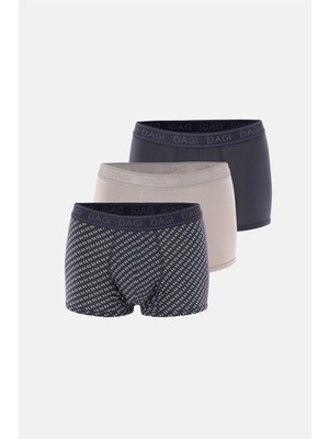 Dagi Antrasit-Gri 3'lu Desenli Micro Modal Boxer