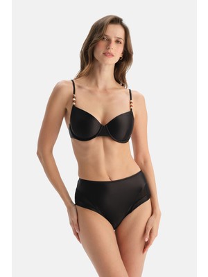 Dagi Siyah Tül Detaylı Yüksek Bel Bikini Alt