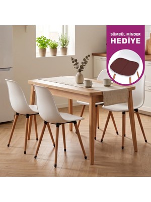Vilinze Eames Sandalye Avanos Ahşap Mdf Açılır Mutfak Masası Takımı - 70X120+30 cm