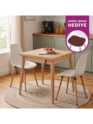 Vilinze Eames Sandalye Avanos Kanatlu Ahşap Mutfak Masası Takımı - 70X70+70 cm