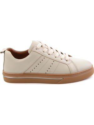 Bambi Bej Hakiki Deri Erkek Sneaker E01082009503