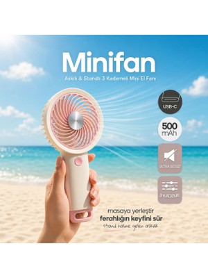 Evona Feny 3 Kademeli USB Masaüstü ve Mini El Fanı