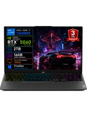 Lenovo Loq 15IPH11 83SL001ATR-01 Intel Core Ultra 7-356H 16GB 2tb SSD RTX5060 8gb Tgp 115W 15.3" IPS 165Hz Freedos Taşınabilir Bilgisayar