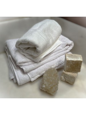 Ağcabay Tekstil Ultra Lüks %100 Pamuk Ikili Beyaz Yüz (90X50) ve Banyo Havlusu (90X150) Seti