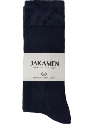 Jakamen Lacivert 5'li Pamuklu Düz Çorap Seti