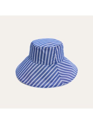 Mudo Kadın Mavi Çizgili Bucket Şapka