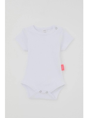 Breeze Kız Bebek Çıtçıtlı Kısa Kollu Zıbın Body Basic 0-9 Ay , Beyaz