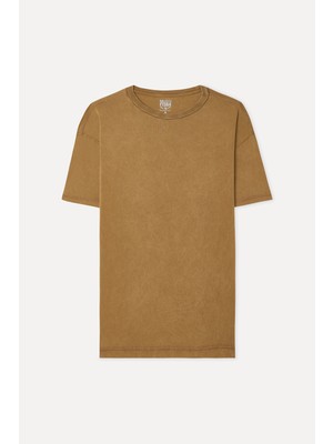 Mudo Erkek Taba Rengi Relax Fit Bisiklet Yaka T-Shirt