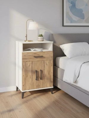 Kronos Komodin 2 Raflı Tek Çekmeceli 2 Kapaklı 60X59X96 Aytaşı-Çam