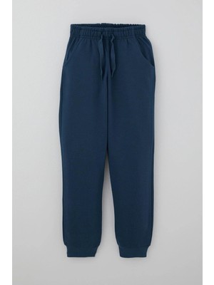 Breeze Erkek Çocuk Eşofman Altı Düz Renk Bağcık Aksesuarlı Cepli 4-8 Yaş, Indigo