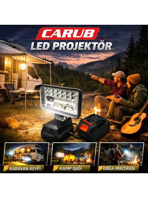 Carub Kamp Tipi Şarjlı ve Taşınabilir Powerbank LED Projektör Aydınlatma + 2 Yıl Garantili