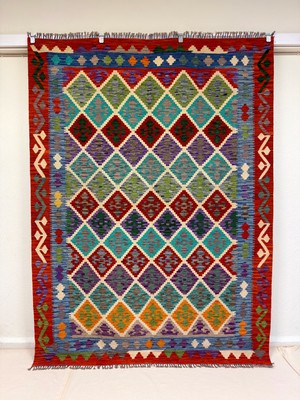 Afgan Halı El Dokuma Afgan Kilim  Çift Taraf Kullanım Kök Boya 181 x 245 cm