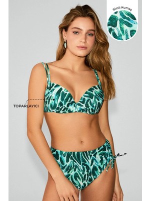Kom Rima Dolgulu Toparlayıcı Bikini Takımı Yeşil