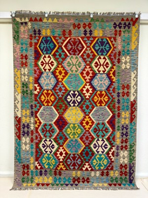 Afgan Halı El Dokuma Afgan Kilim  Çift Taraf Kullanım Kök Boya 176 x 249 cm