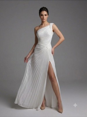 Centilmen For Costume Tek Omuz Drape Detaylı Yırtmaçlı Abiye  9558