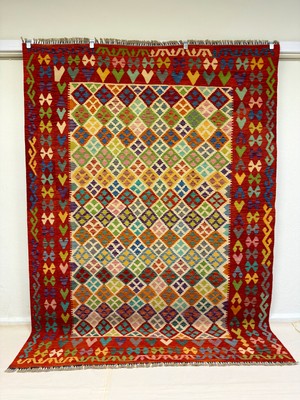 Afgan Halı El Dokuma Afgan Kilim  Çift Taraf Kullanım Kök Boya 210 x 285 cm