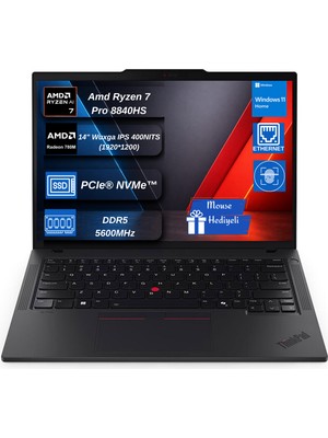 Lenovo Thinkpad P14S Gen 5 Amd Ryzen™ 7 Pro 8840HS 5.1ghz 48GB Ddr5 512GB SSD Amd Radeon 780M 14" Wuxga IPS 400NITS Windows 11 Home Taşınabilir Bilgisayar H21MFS2MQ00PCB03