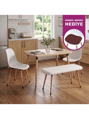 Vilinze Eames Sandalye-Bank Argos Ahşap Mdf Sabit Mutfak Masası Takımı - 70X120 cm