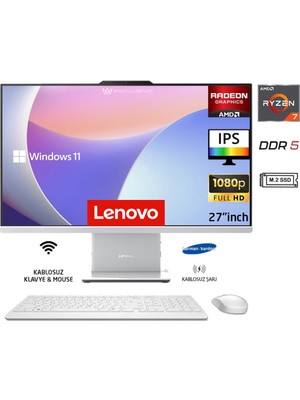Lenovo ıdeacentre 27ARR9 Aıo Ryzen7 7735HS 64GB 2tb SSD Bulut Gri WIN11 Pro 27" Fhd All In One Bilgisayar P12