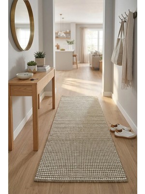 Bonny Home Yazlık Koridor Halısı Dekoratif Kaymaz Ince Yıkanabilir Modern Yolluk Halı Toprak Porlo - 7130