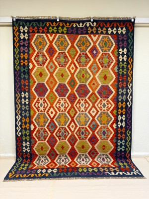 Afgan Halı El Dokuma Afgan Kilim  Çift Taraf Kullanım Kök Boya 204 x 288 cm