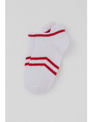 Defne Baby Erkek Çocuk Spor Patik Çorap Çizgi Detaylı 5-12 Yaş, Beyaz