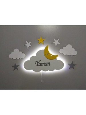 Empressco Isimli Dekoratif Ahşap Bulut Gece Lambası Ledli Aydınlatma