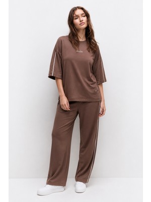 Şuranur Homewear Oysho Modal Kumaş Kısa Kollu Çift Biye Detaylı Alt Üst Takım 2xl-6xl