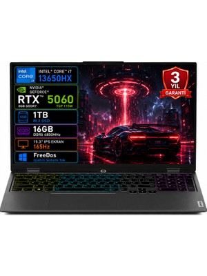 Lenovo Loq 15IPH11 83SL001ATR Intel Core Ultra 7-356H 16GB 1tb SSD RTX5060 8gb Tgp 115W 15.3" IPS 165Hz Freedos Taşınabilir Bilgisayar