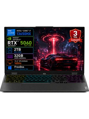 Lenovo Loq 15IPH11 83SL001ATR-03 Intel Core Ultra 7-356H 32GB 2tb SSD RTX5060 8gb Tgp 115W 15.3" IPS 165Hz Freedos Taşınabilir Bilgisayar