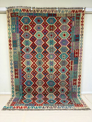 Afgan Halı El Dokuma Afgan Kilim  Çift Taraf Kullanım Kök Boya 203 x 294 cm