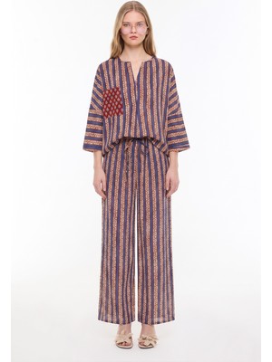 ROMAN Etnik Desenli Pamuk Bluz Standart Renk YY063101_089