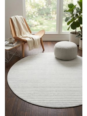 Bonny Home Modern Dekoratif Yuvarlak Salon Yatak Odası Halısı Iskandinav Desenli Halı Gri Viora -7035